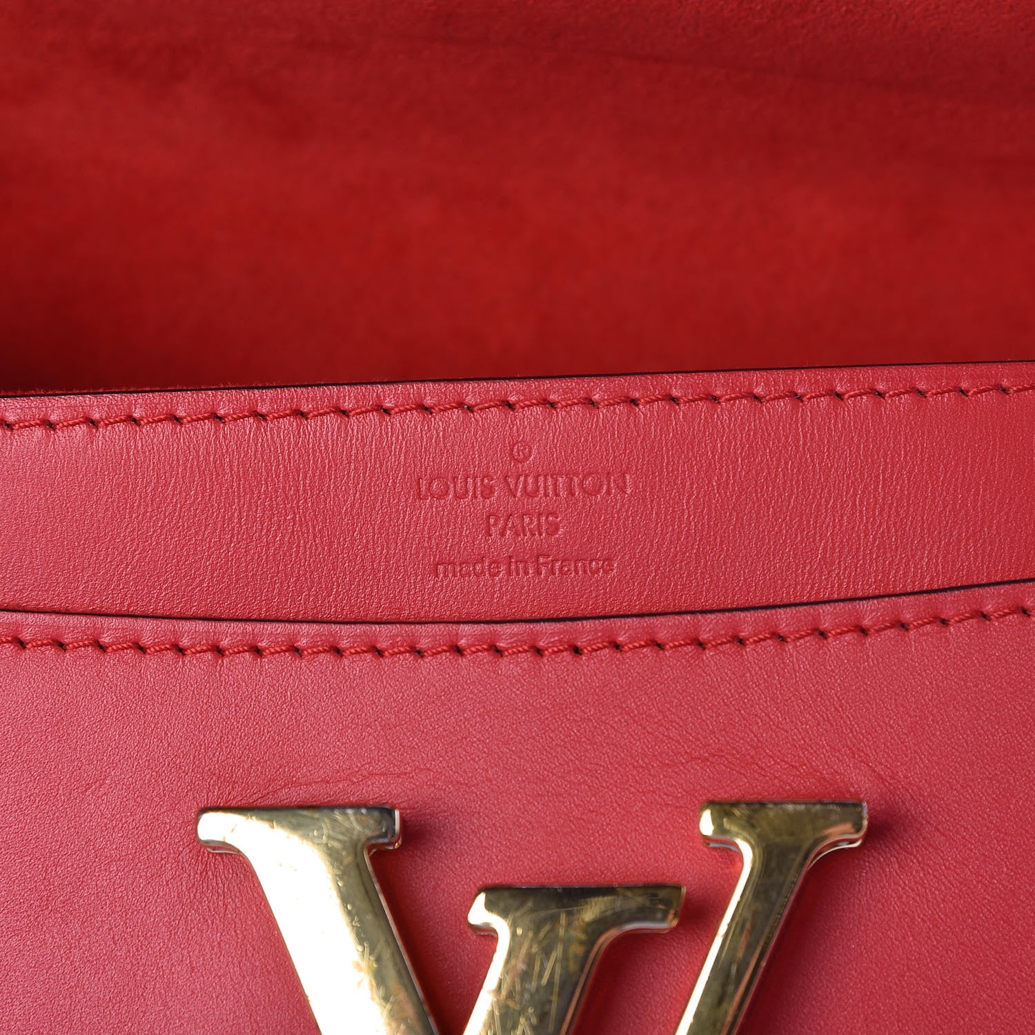 Louis Vuitton Calfskin Chain Louise MM Red 6 of 9