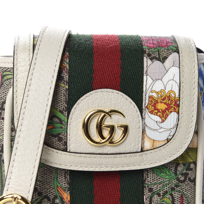 Gucci GG Supreme Monogram Flora Web Ophidia Phone Crossbody Bag White 10 of 11