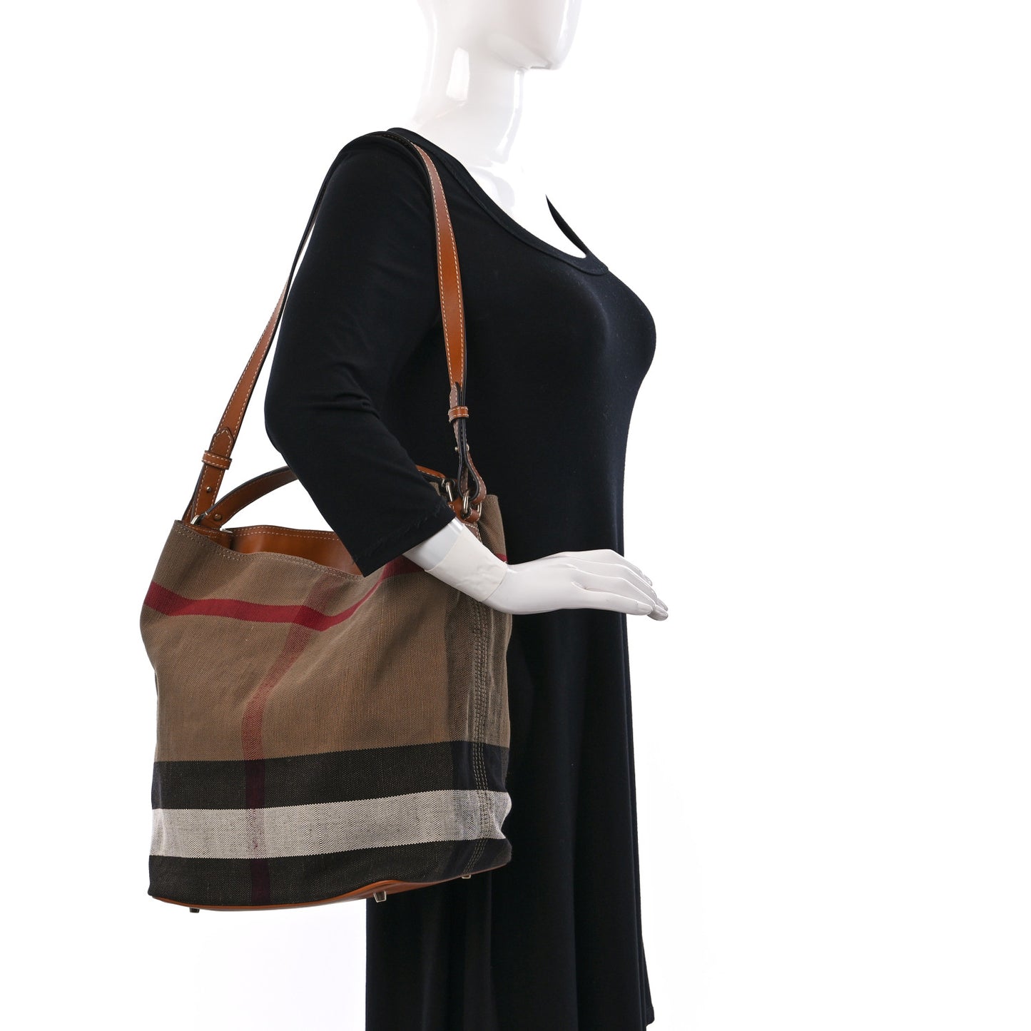 Canvas Mega Check Medium Ashby Hobo Saddle Brown