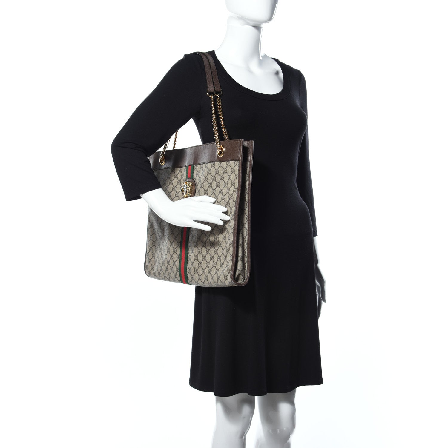 Gucci GG Supreme Monogram Large Rajah Chain Tote Beige New Acero 2 of 16