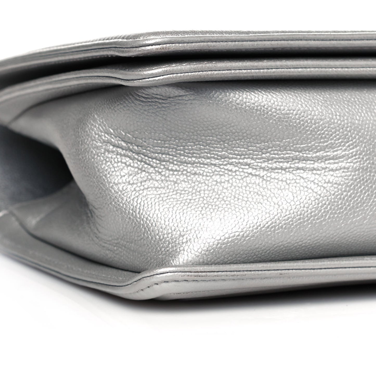 Metallic Caviar Quilted New Medium Boy Flap Silver