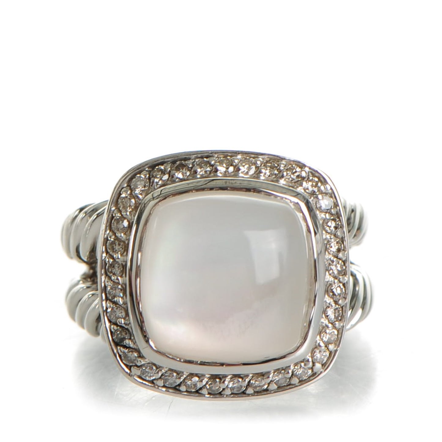 Sterling Silver Diamond Moon Quartz 11mm Albion Ring 49 5