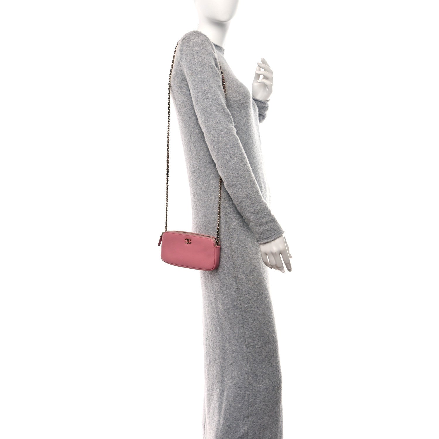 Chanel Calfskin Camellia Small Clutch With Chain Pink 2 of 13