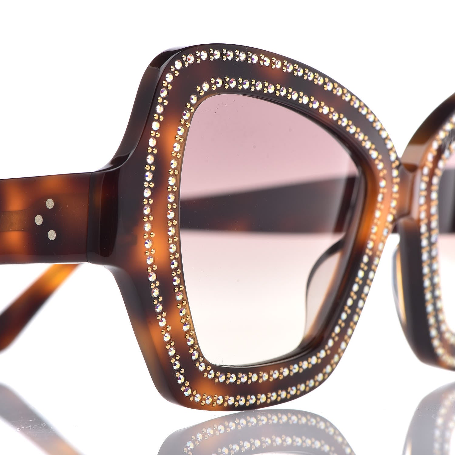 Celine Acetate Crystal Butterfly Sunglasses CL 4067IS Dark Havana 7 of 8