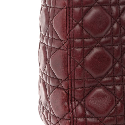 Christian Dior Lambskin Cannage Medium Lady Dior Burgundy 10 of 10