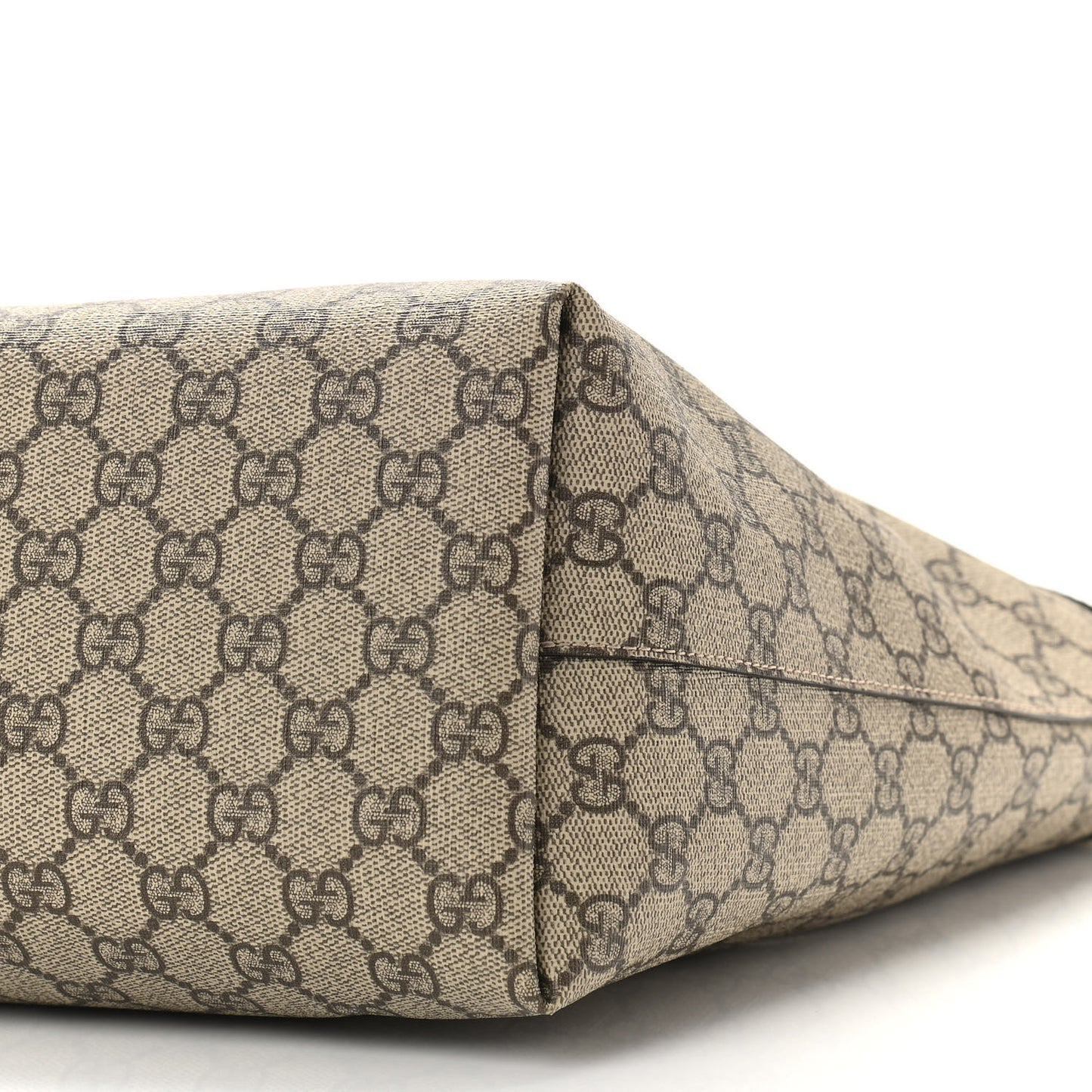 GG Supreme Monogram Textured Dollar Calfskin Web Medium Ophidia Shopping Tote Beige Ebony Mystic White