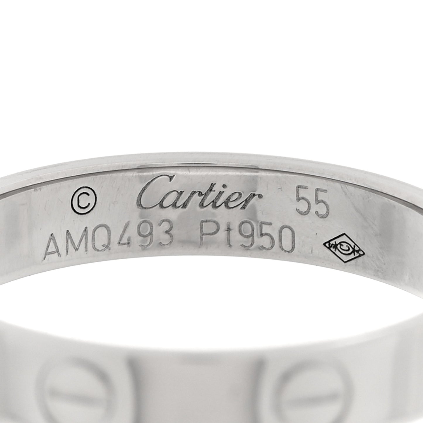 Platinum 3.5mm LOVE Wedding Band Ring 55 7.25