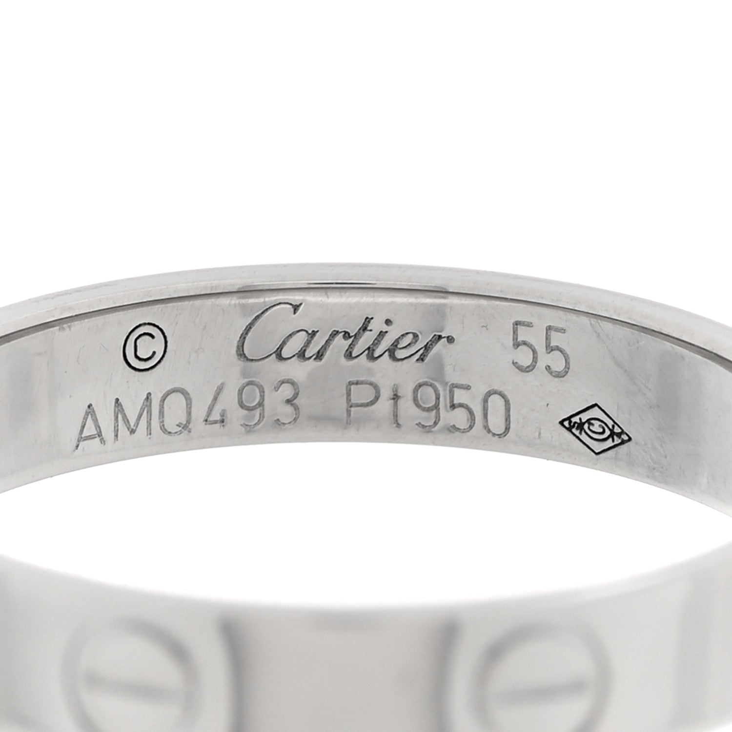 Cartier Platinum 3.5mm LOVE Wedding Band Ring 55 7.25 4 of 4