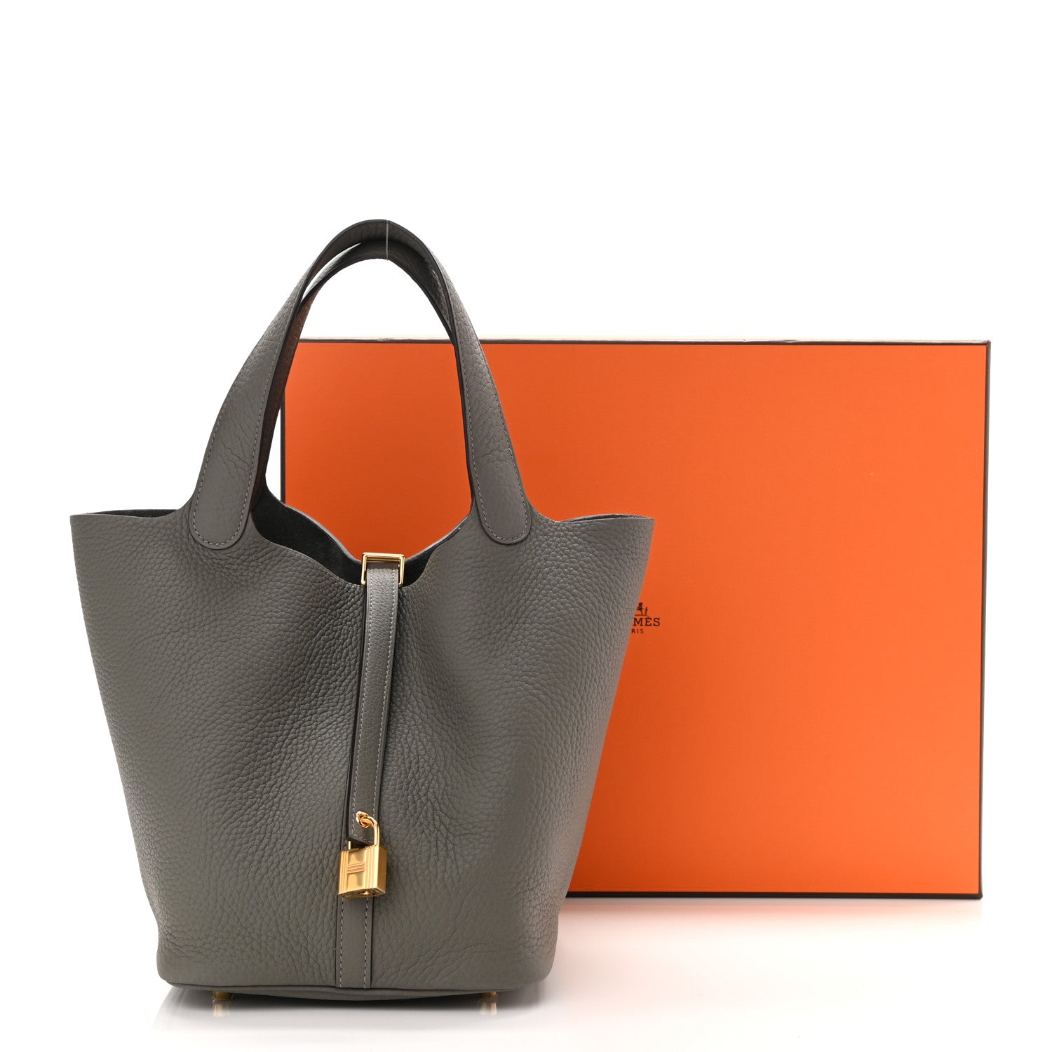 Hermes Taurillon Clemence Picotin Lock 22 MM Gris Meyer 11 of 12