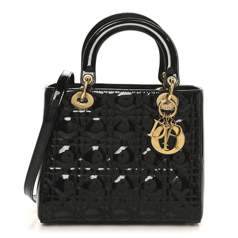 Patent Cannage Medium Lady Dior Black