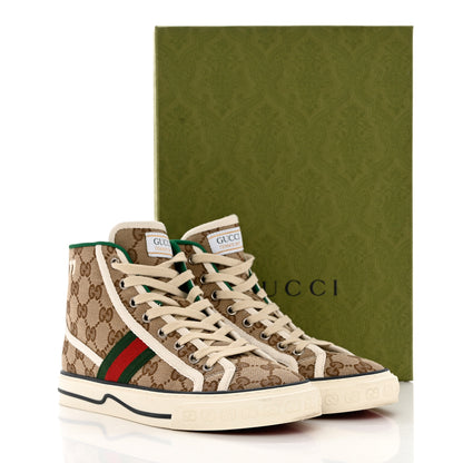 Gucci GG Monogram Web Womens 1977 Tennis High Top Sneakers 37.5 Beige Ebony Mystic White 11 of 11