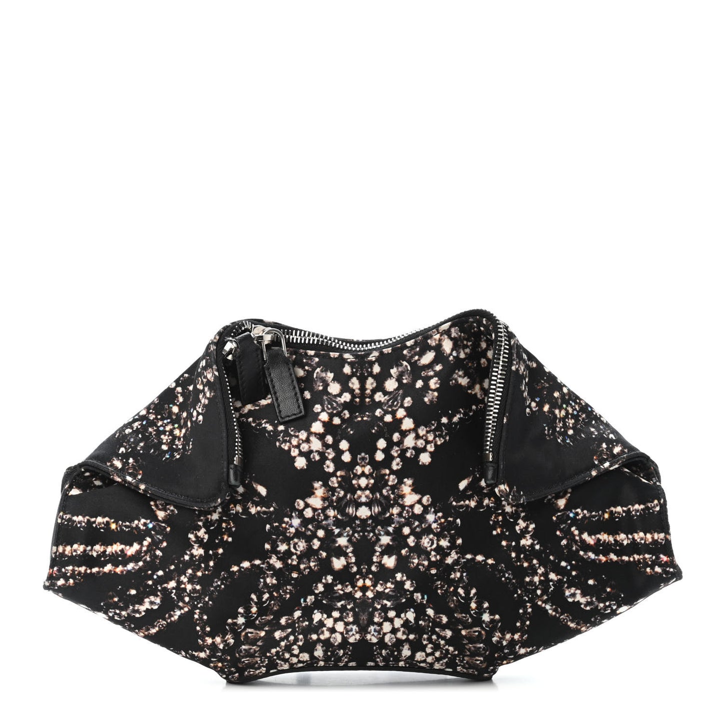 Silk Dandelion Print De Manta Clutch Black