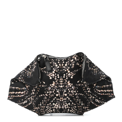Alexander McQueen Silk Dandelion Print De Manta Clutch Black 1 of 4