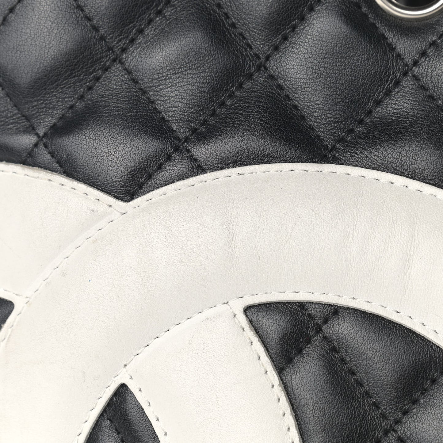 Calfskin Quilted Medium Cambon Tote Black White