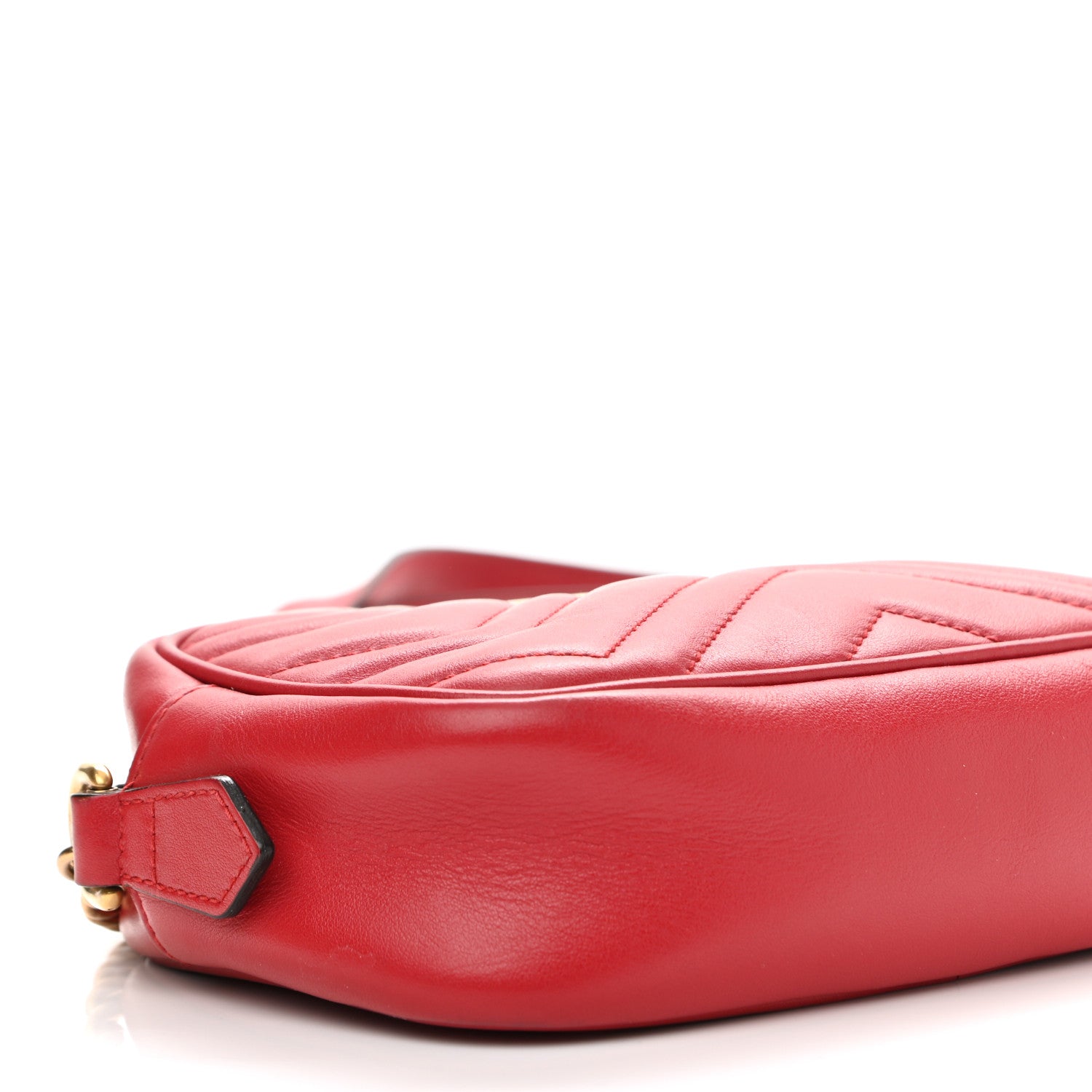 Gucci Calfskin Matelasse Mini GG Marmont Chain Shoulder Bag Hibiscus Red 10 of 13