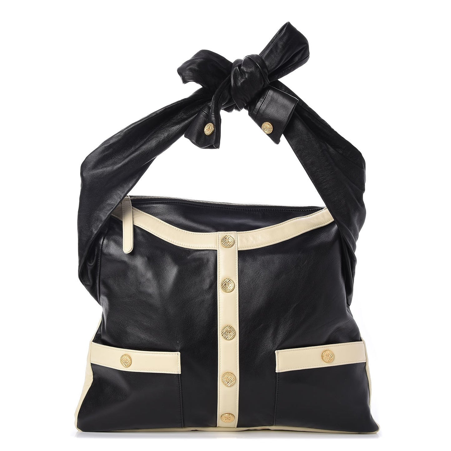 Lambskin Large Girl Bag Black Beige