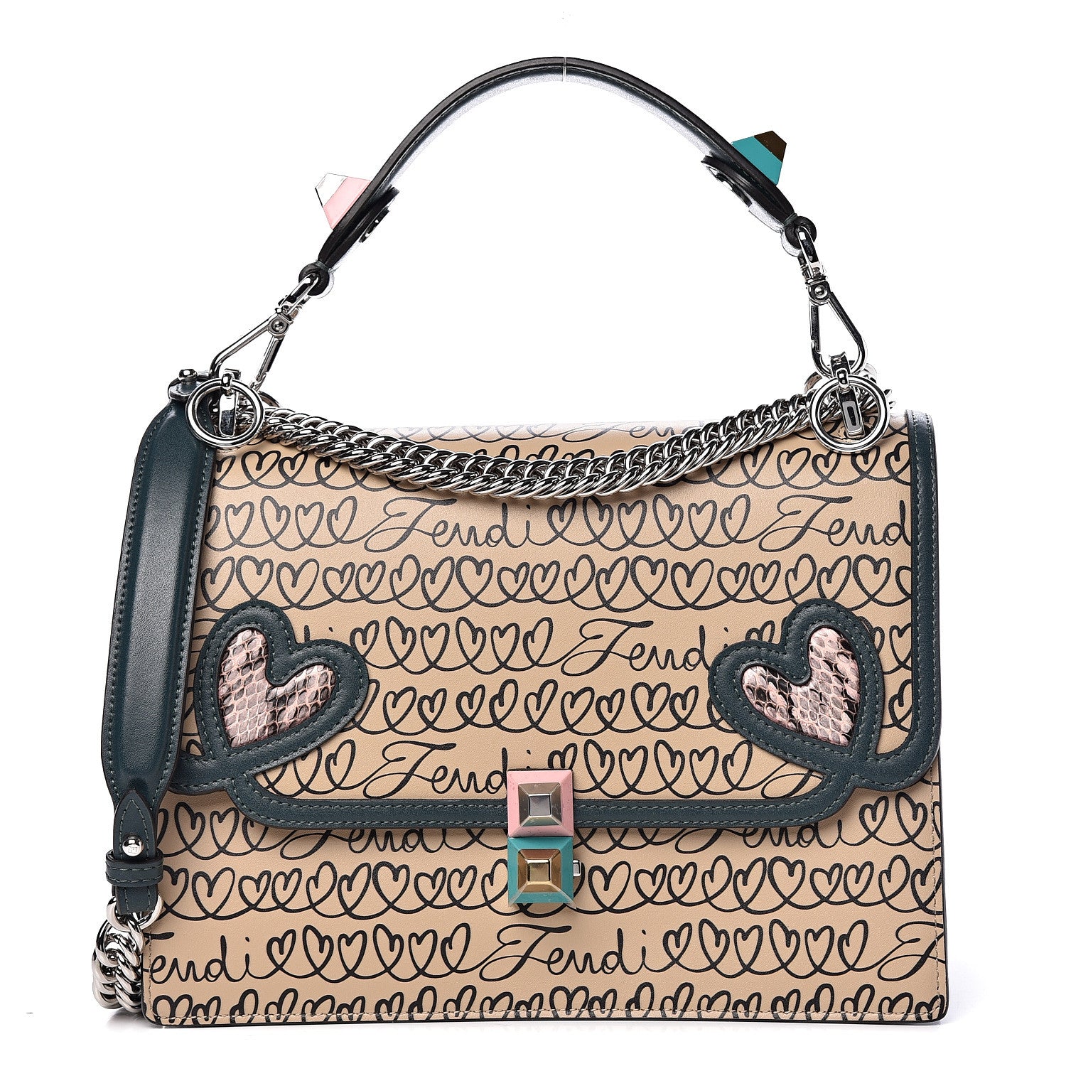Fendi Vitello Liberty Elaphe Open Your Heart Kan I Shoulder Bag Amido Amazzonia Multicolor 1 of 12