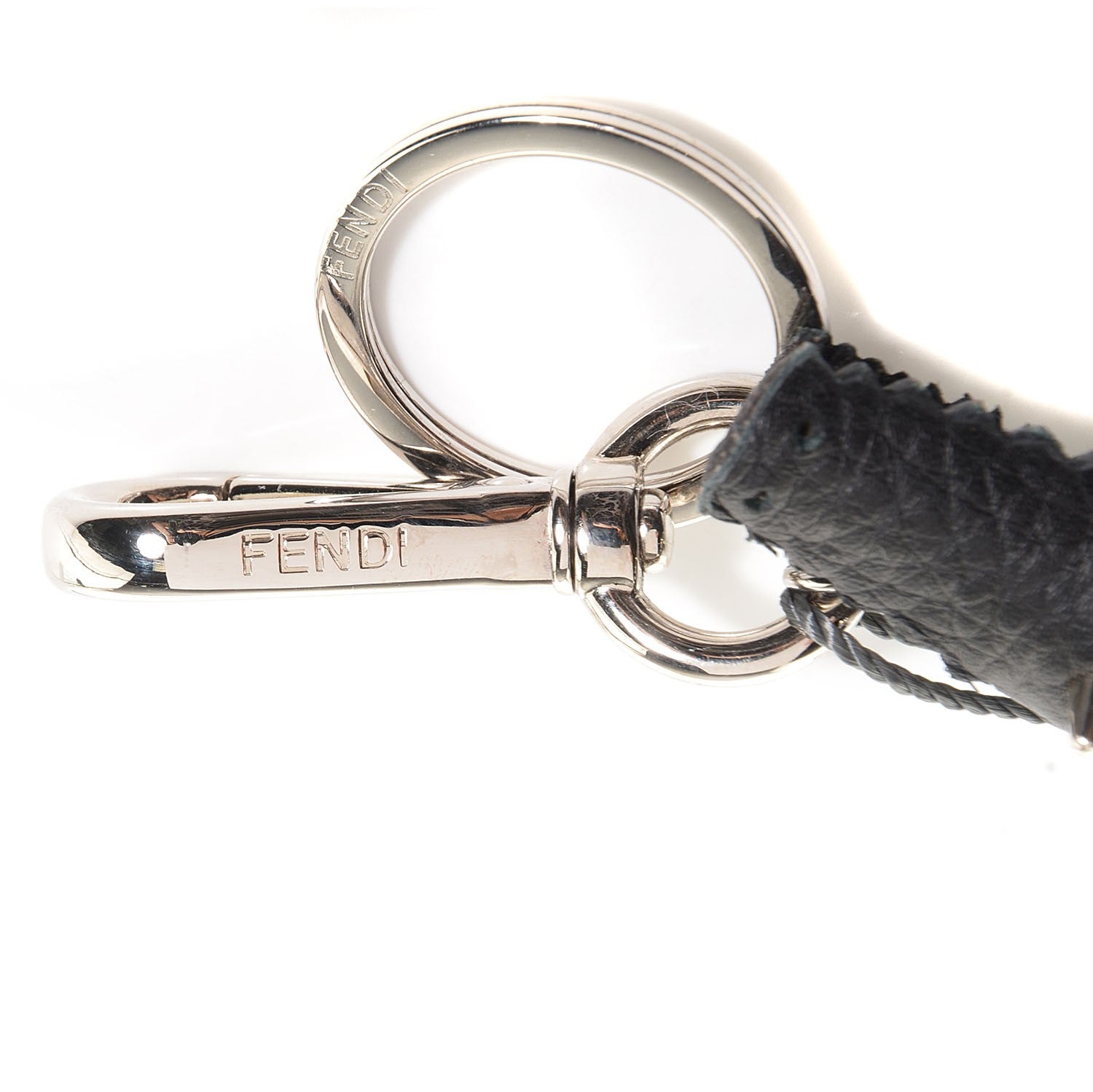 Fendi Calfskin Gator Charm Key Fob Black 3 of 5