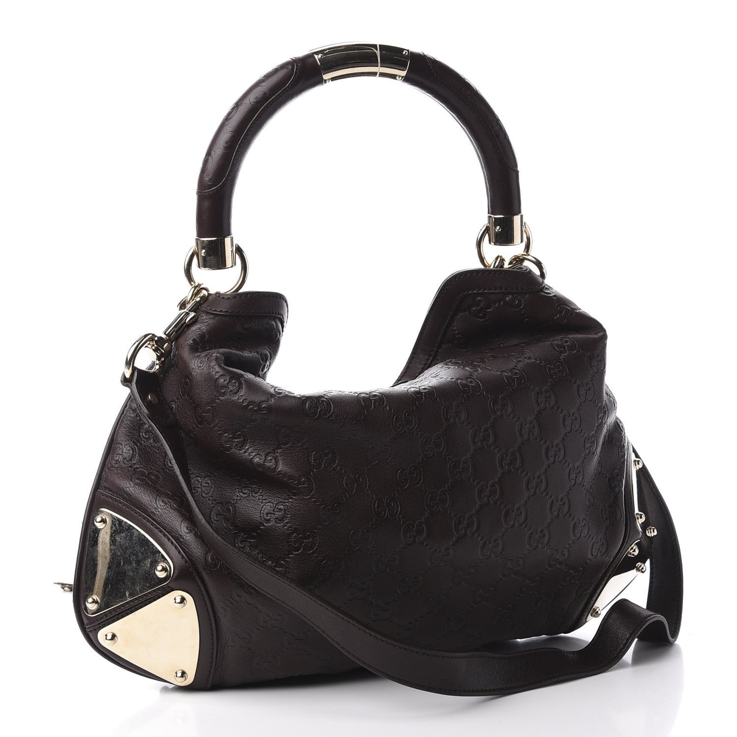 Guccissima Medium Indy Top Handle Hobo Dark Brown