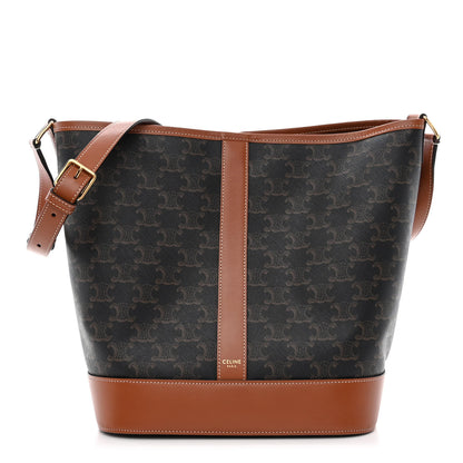 Celine Triomphe Canvas Calfskin Small Bucket Bag Tan 1 of 11