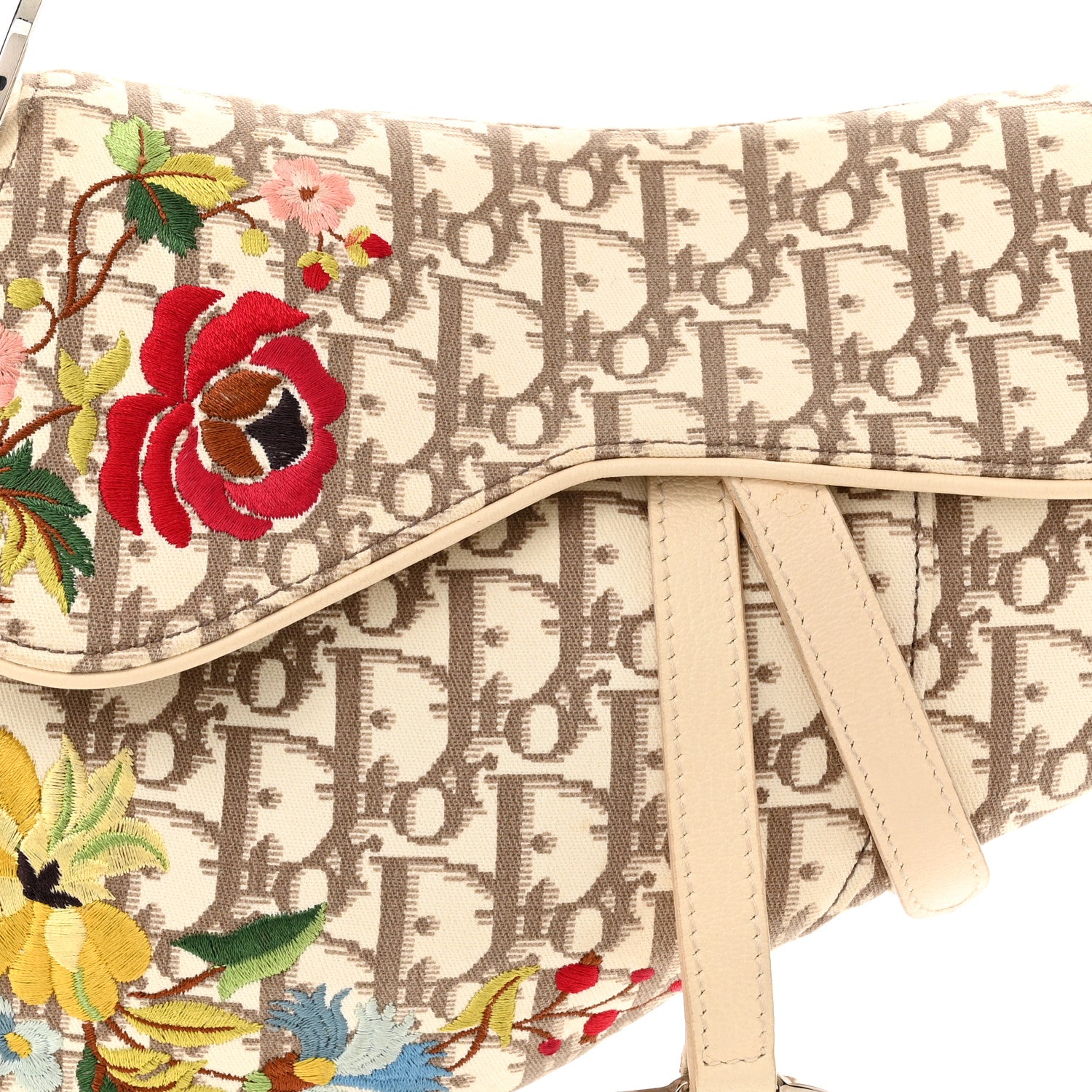 Christian Dior Monogram Vintage Flowers Saddle Bag Beige 8 of 12