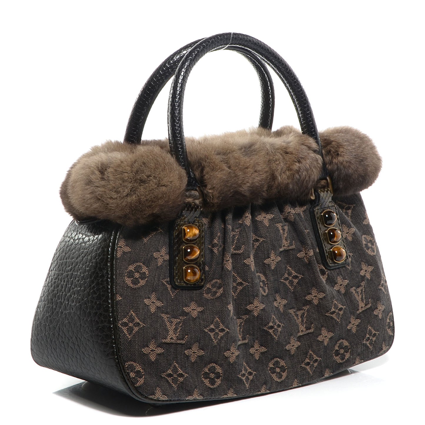 Monogram Denim Chinchilla Lizard Trapeze PM