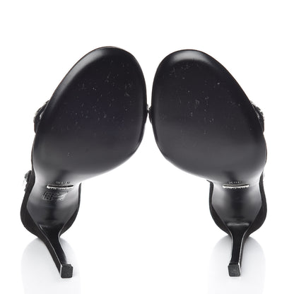 Gucci Kid Scamosciato Crystallo Mallory Slingback Sandal 36.5 Black 5 of 10