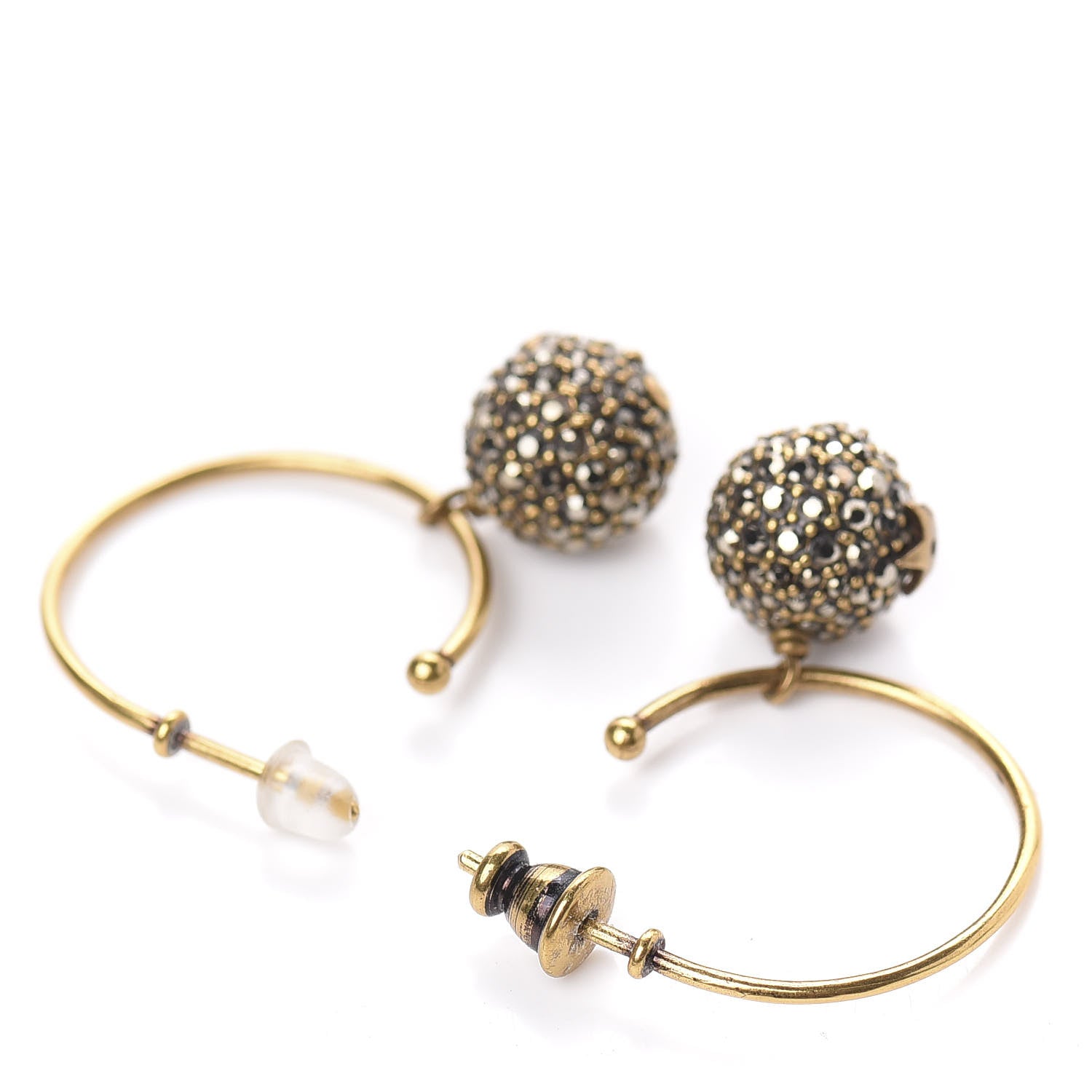 Christian Dior Crystal Star Hoop Earrings Aged Gold 4 of 5