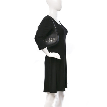 Celine Calfskin Studded Ava Logo Shoulder Bag Black 2 of 8