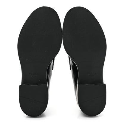 Prada Spazzolato Metal Triangle Logo 50mm Loafers 38 Black 5 of 9