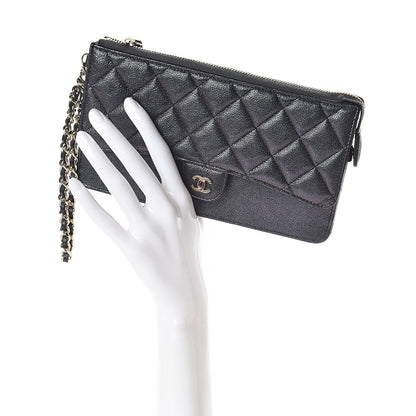 Chanel Iridescent Caviar Quilted Classic Pouch With Handle Black 2 of 8