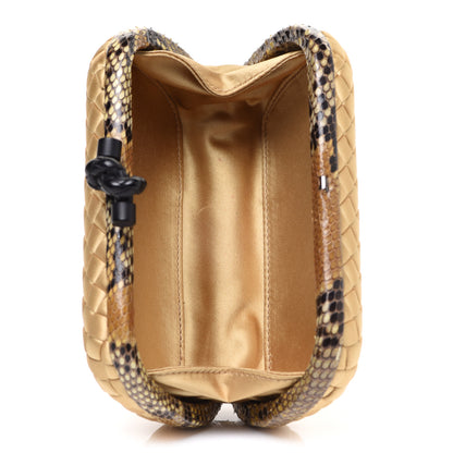 Bottega Veneta Satin Intreccio Impero Ayers Knot Clutch Camel 5 of 7