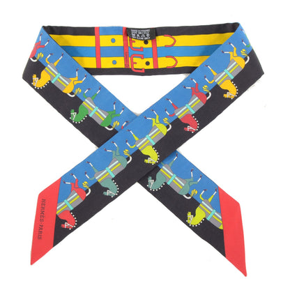 Hermes Silk Rocabar Twilly Bleu Noir Jaune 1 of 5
