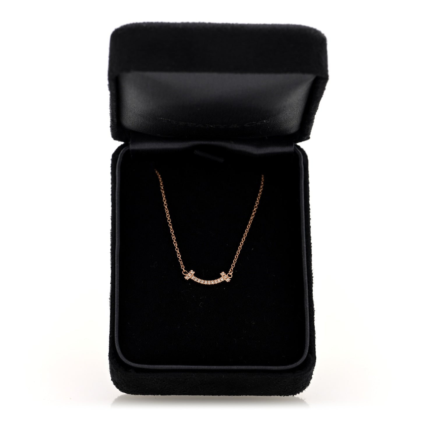 18K Rose Gold Diamond Mini T Smile Pendant Necklace