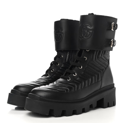 Gucci Nappa Frances GG Matelasse Platform Combat Boots 39 Black 3 of 8