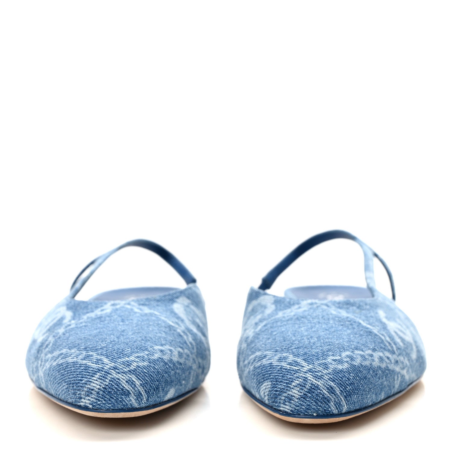 Chanel Denim Cap Toe CC Slingback Flats 41 Light Blue Multicolor 2 of 9