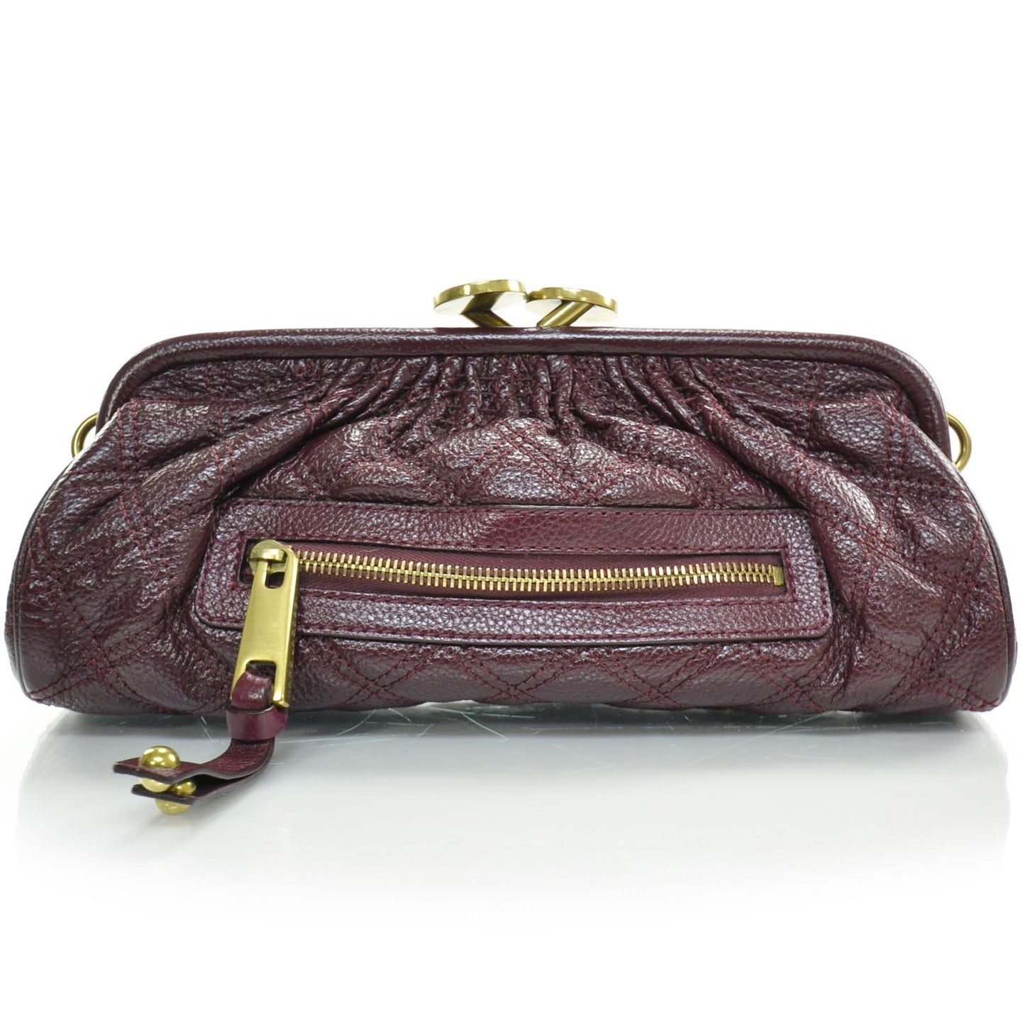 Quilted Leather East West Stam Clutch Violet
