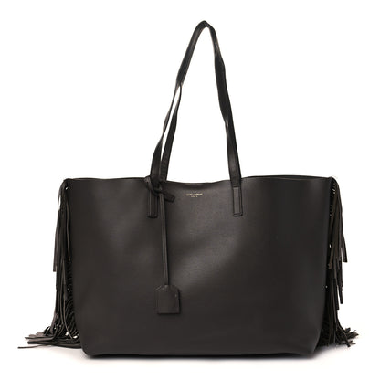 Saint Laurent Calfskin Large Fringe Shopping Tote Dark Grey 2 of 10