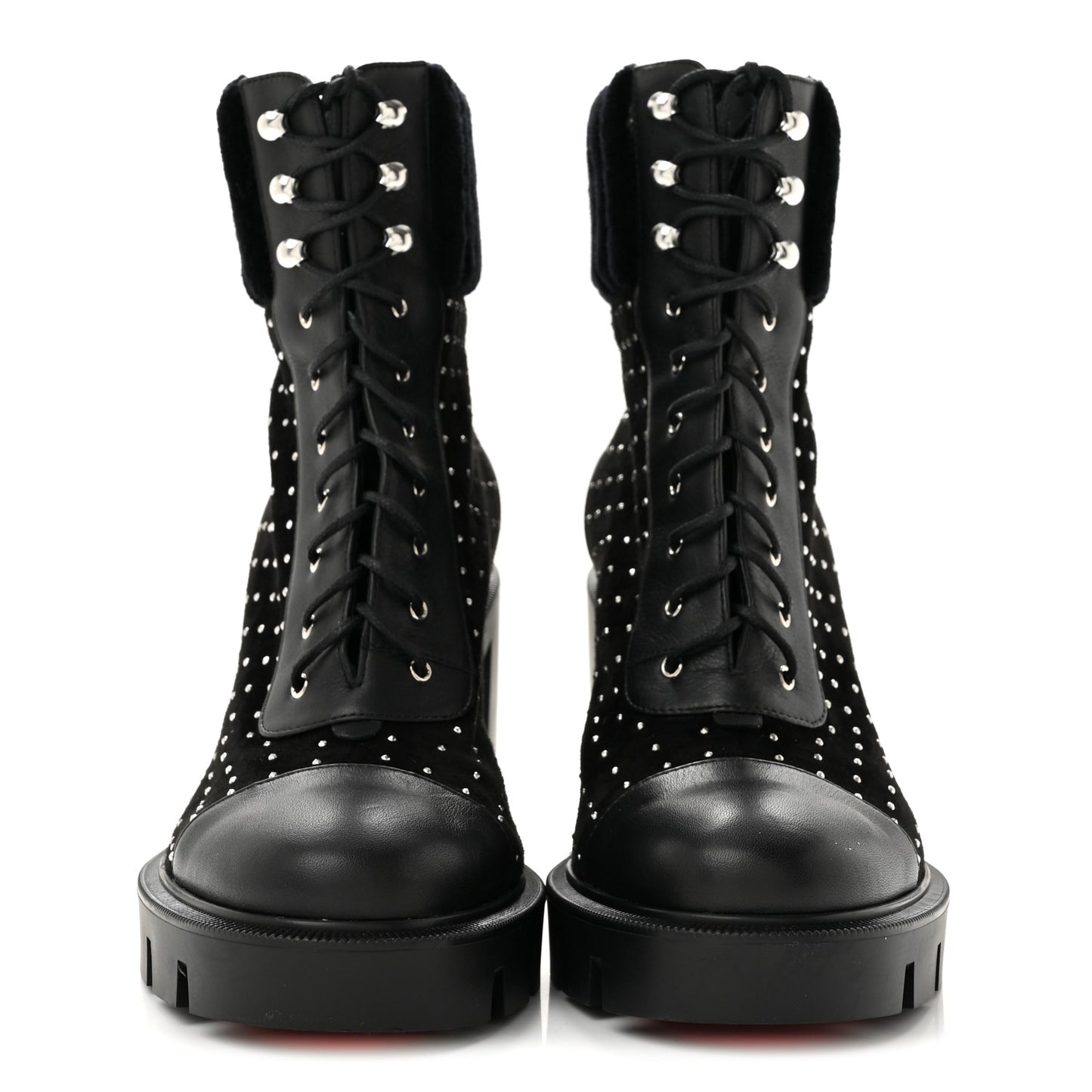Calfskin Suede Cake Velvet Studded Dakita Lug 70 Boots 37.5 Black