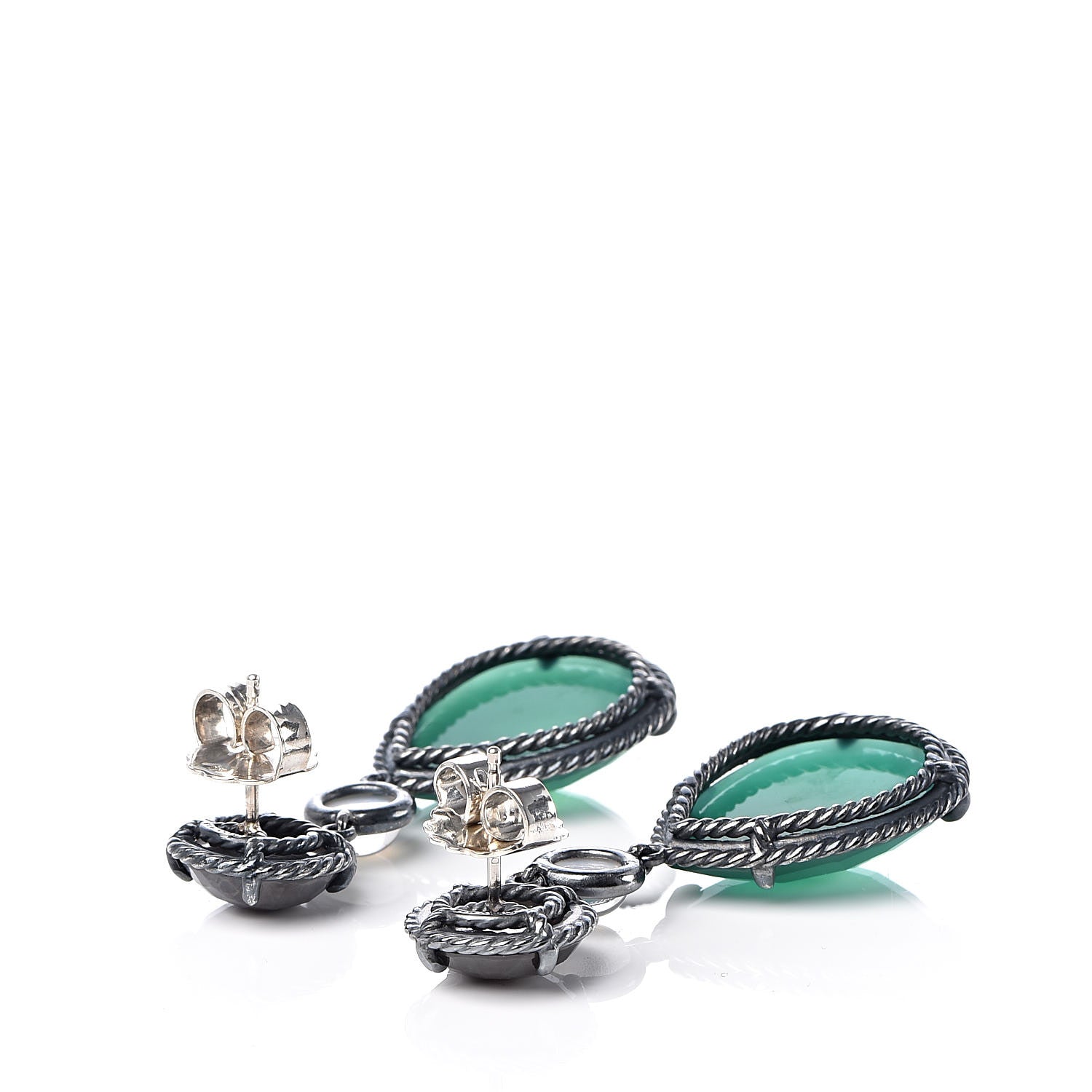 David Yurman Sterling Silver Grey Sapphire Green Onyx Moonstone Chatelaine Triple Drop Earrings 3 of 4