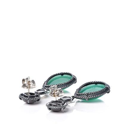 David Yurman Sterling Silver Grey Sapphire Green Onyx Moonstone Chatelaine Triple Drop Earrings 3 of 4
