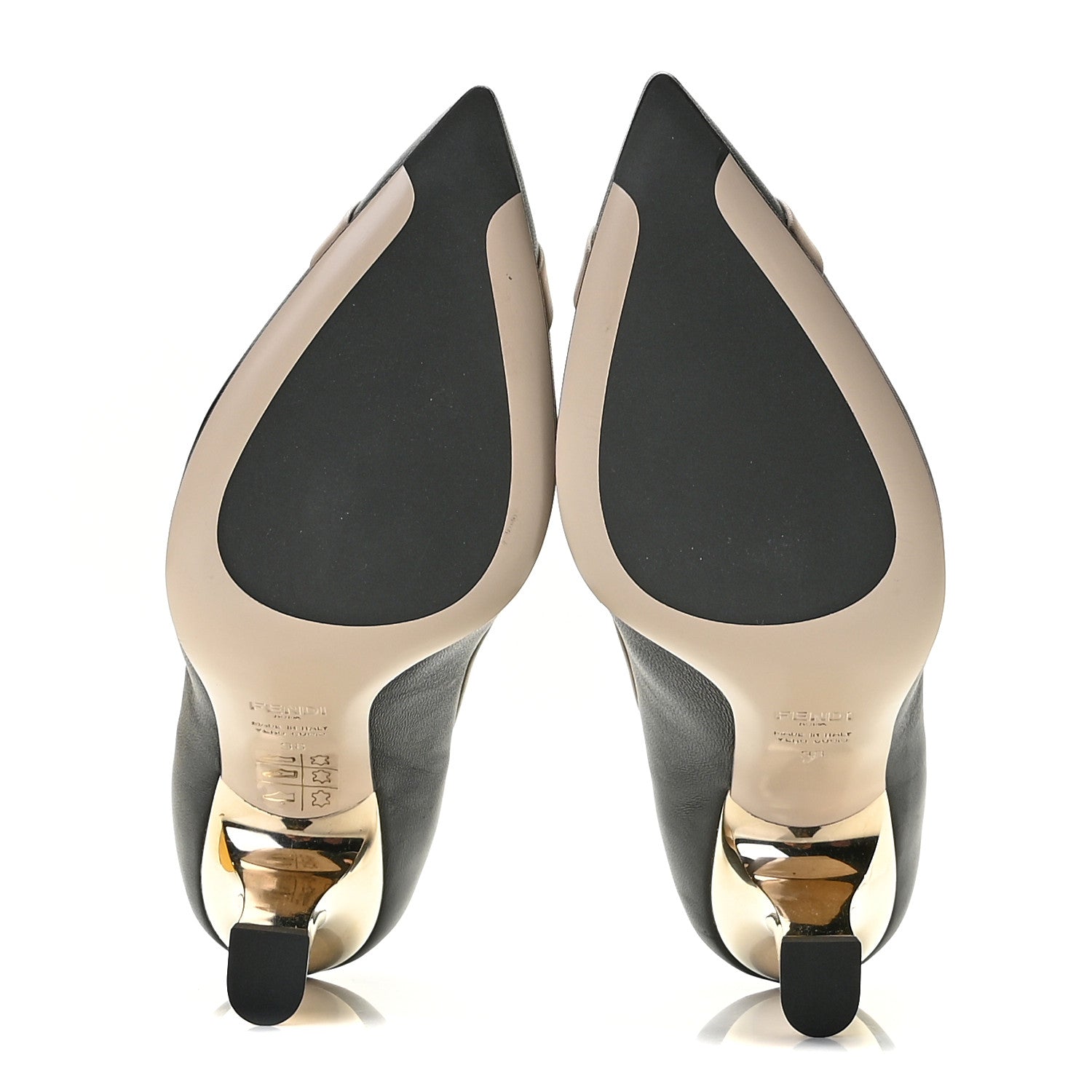 Fendi Nappa Colibri 85mm Pumps 38 Black Beige 6 of 12