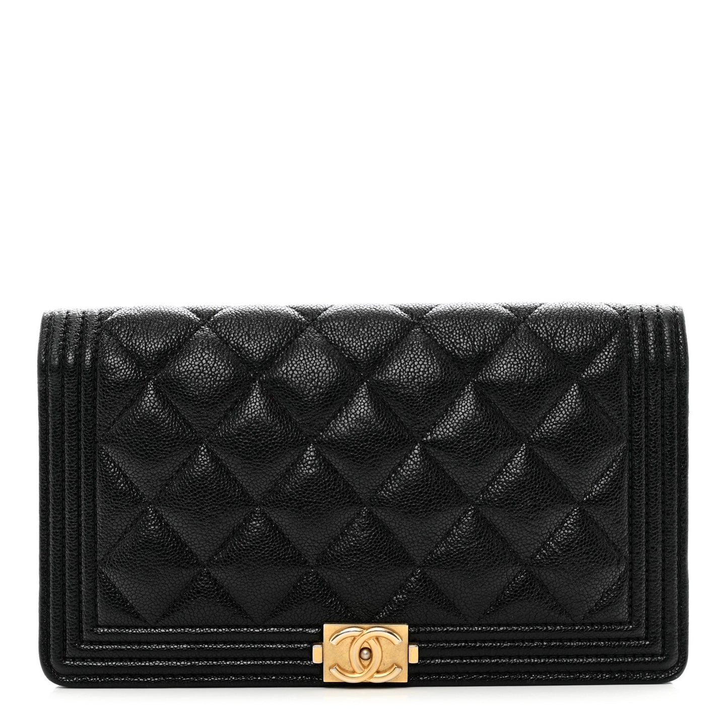 Caviar Quilted Boy Yen Wallet Black