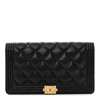 Chanel Caviar Quilted Boy Yen Wallet Black 1 of 9