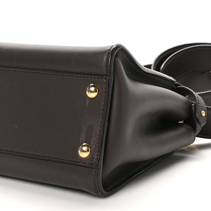 Fendi Vitello Seta Suede FF Mini Peekaboo Iconic Satchel Chocolate Sigaro Marrone 9 of 9