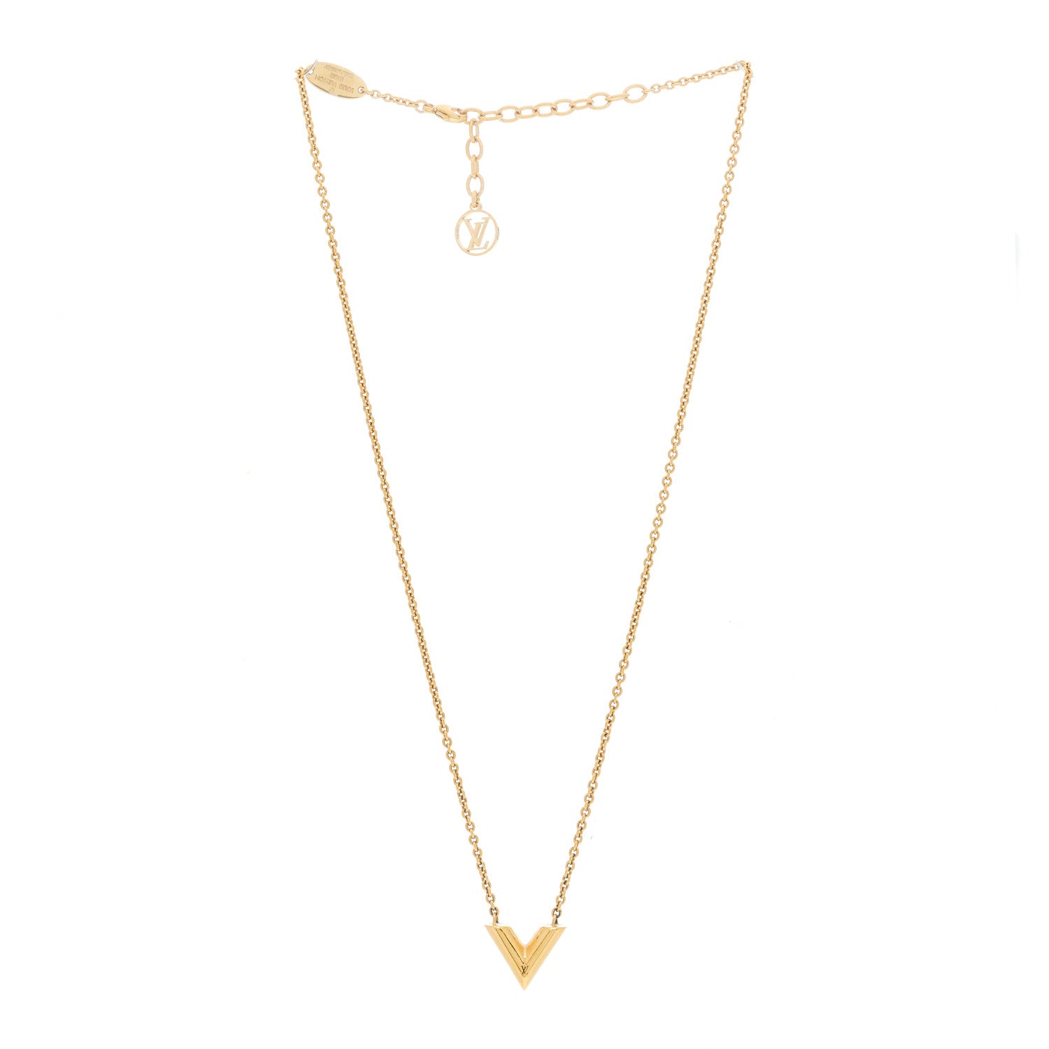 Louis Vuitton Brass Essential V Necklace Gold 2 of 5