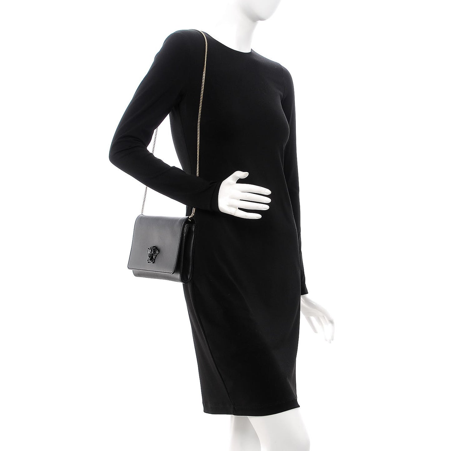 Calfskin Palazzo Chain Evening Bag Black