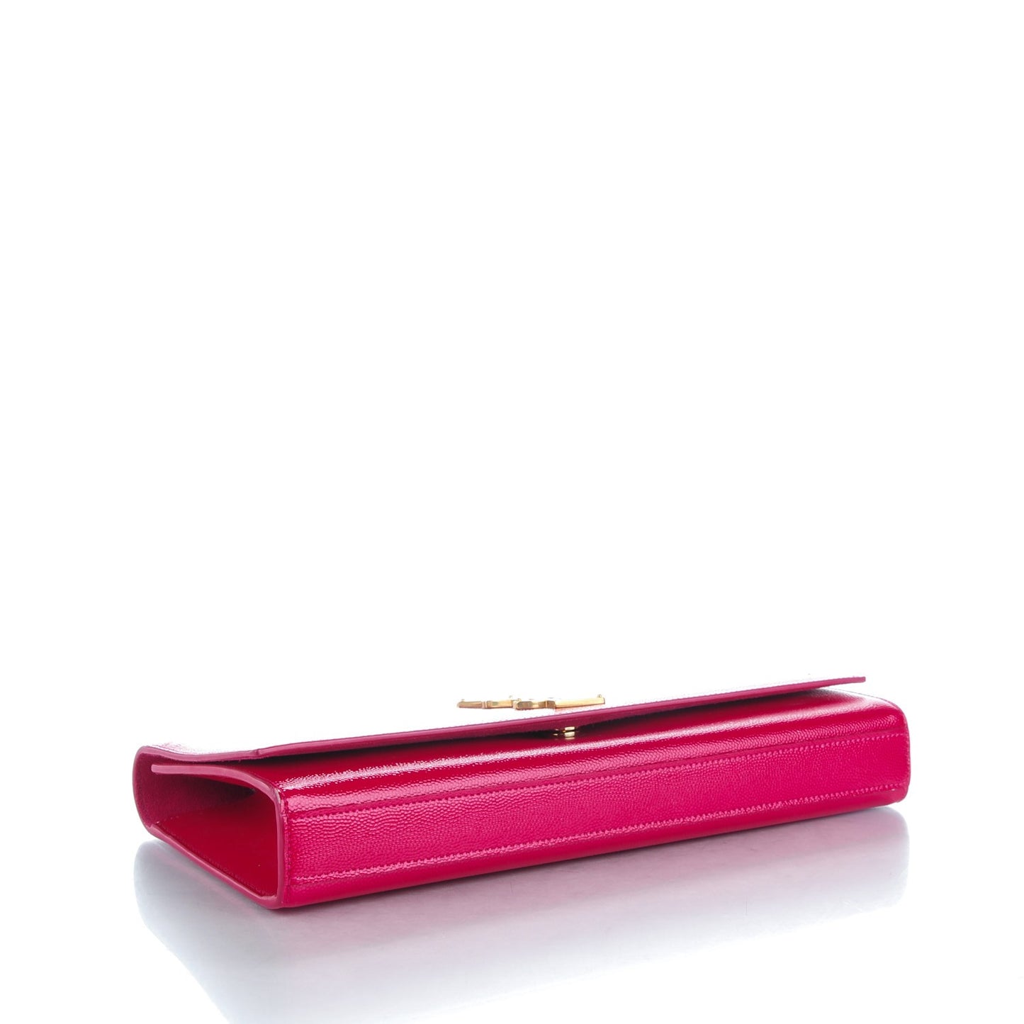 Textured Patent Calfskin Classic Monogram Clutch Fuchsia