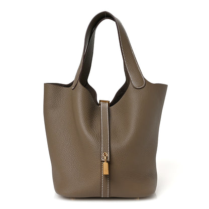 Hermes Taurillon Clemence Picotin Lock 22 MM Etoupe 1 of 13