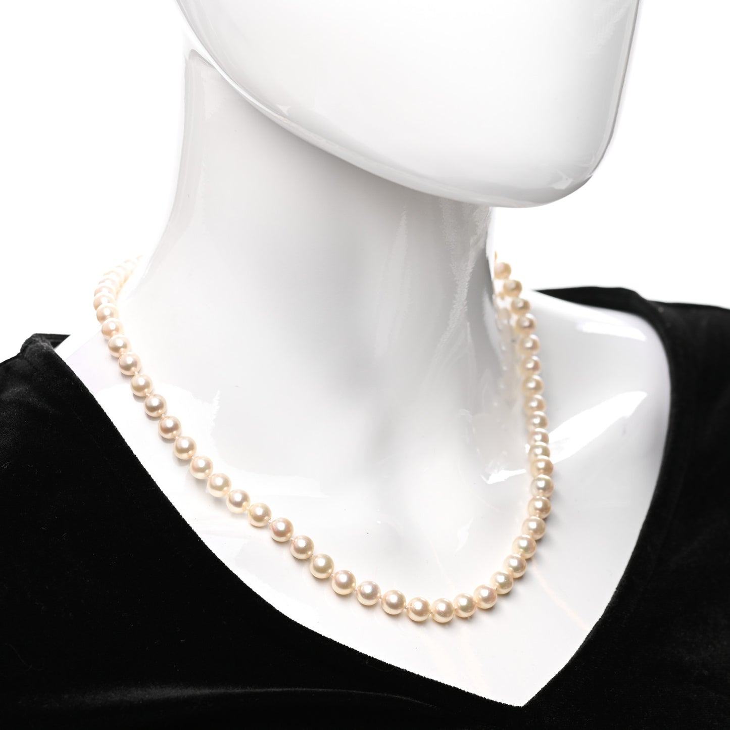 18K Yellow Gold Akoya Pearl 6.5-7mm Strand Necklace 18.5"